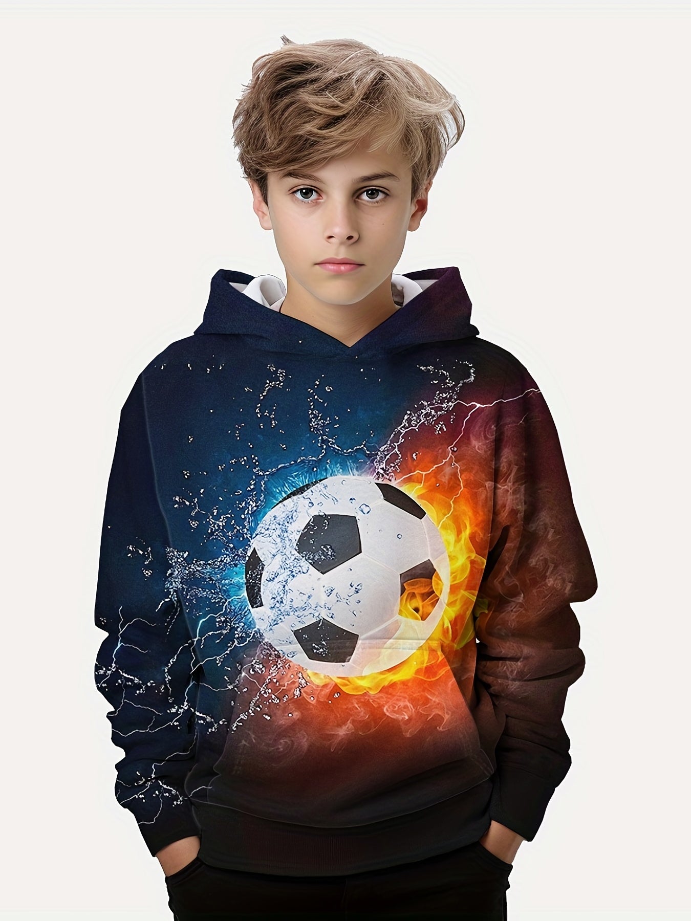 Football 3D Print Boys Hooded Sweatshirt Spring Fall Kids Hoodie