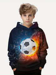 Football 3D Print Boys Hooded Sweatshirt Spring Fall Kids Hoodie