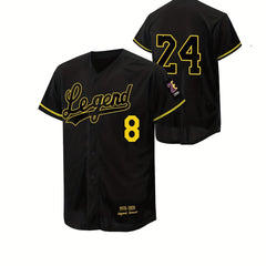 Youth Baseball Uniform Embroidery Jersy Button Short Sleeve Sweatshirt