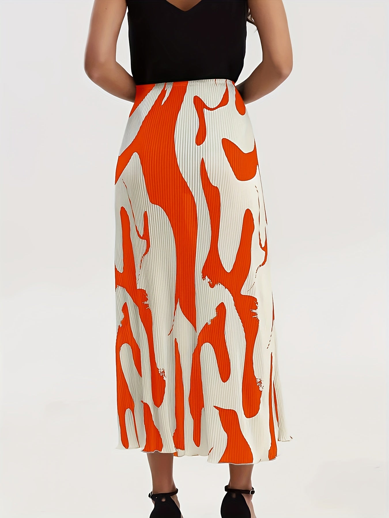 Abstract Print High Waist Bodycon Skirt for Spring