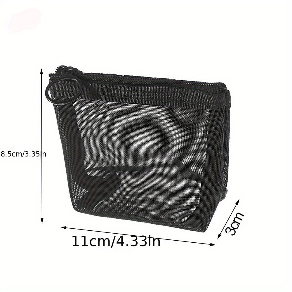 Travel Cosmetic Bag Zipper Mesh Toiletry Kits Storage Pouch Makeup Case