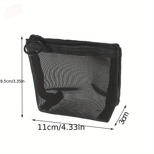 Travel Cosmetic Bag Zipper Mesh Toiletry Kits Storage Pouch Makeup Case