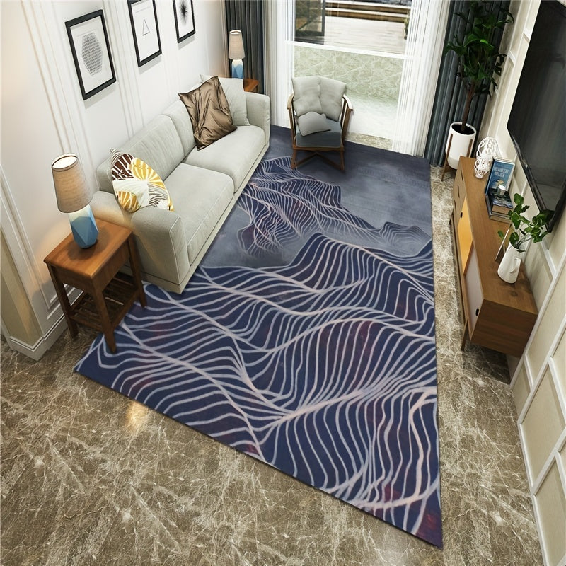 Wavy Stripes Abstract Rug Non Slip Indoor Carpet