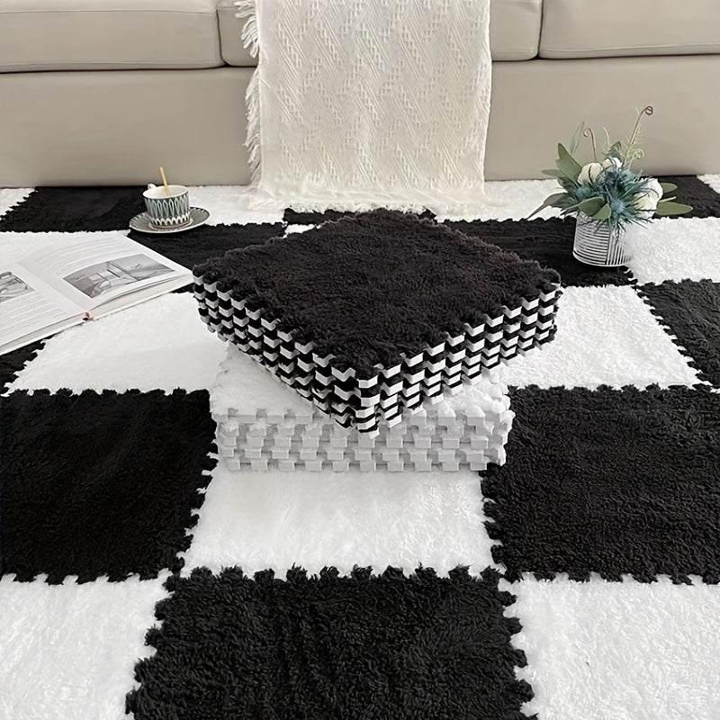 12pcs Mosaic Carpet Set Plush Mats for Bedroom Living Room Kitchen Bathroom