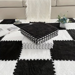 12pcs Mosaic Carpet Set Plush Mats for Bedroom Living Room Kitchen Bathroom