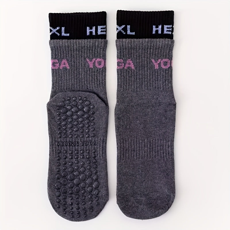 Sporty Yoga Socks Non Slip Sweat Absorption Casual Mid Calf Socks