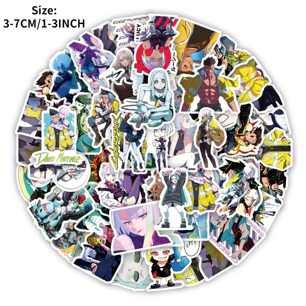 50Pcs Cyberpunk Style Graffiti Stickers for Motorcycles Laptops Desktops