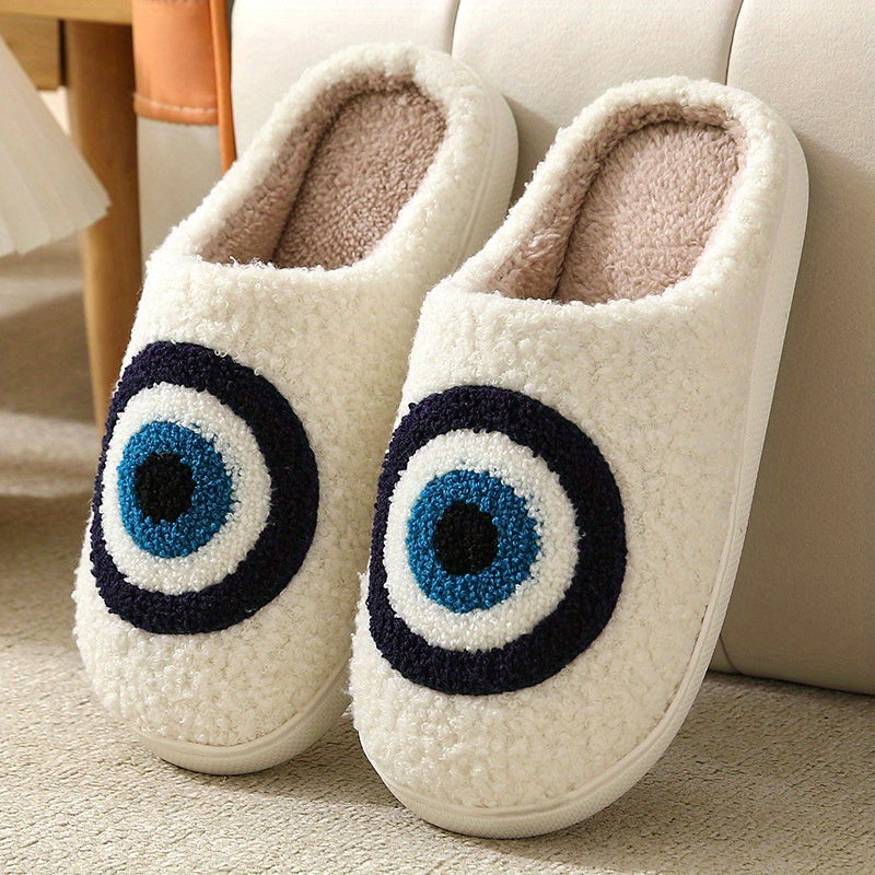 Evil Eye Plush Slippers Cozy & Warm Indoor Shoes