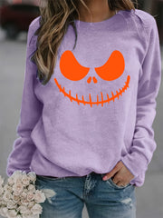 Halloween Jack O' Lantern Print Sweatshirt