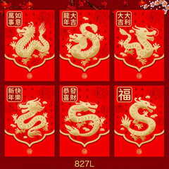 6pcs Year Dragon Red Envelope Cartoon Dragon Zodiac 3D Lucky Money Envelope