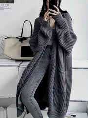 Open Front Loose Knit Cardigan Long Sleeve Sweater