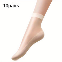 10 Pairs Thin Anti-snag Non-Slip Short Socks Women's Stockings