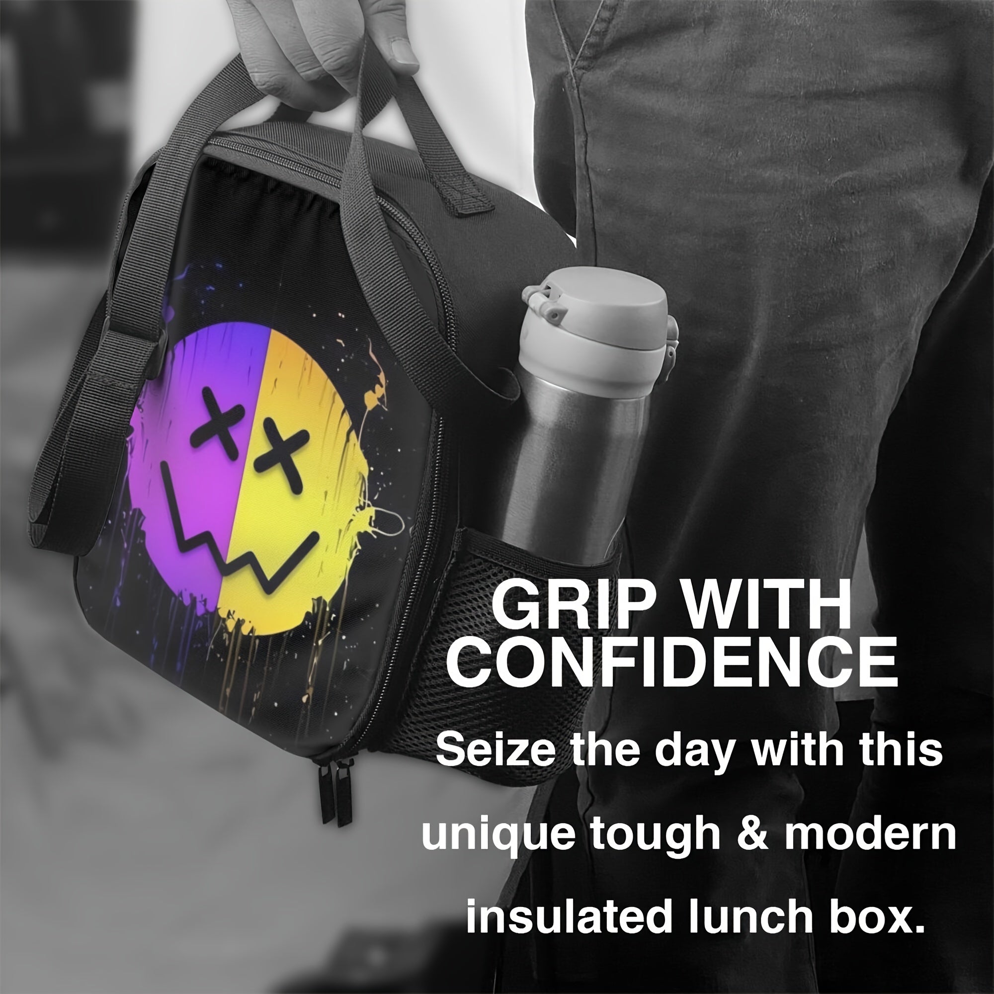 Pattern Insulated Lunch Bag Portable Reusable Cooler for Office Picnic Outdoor