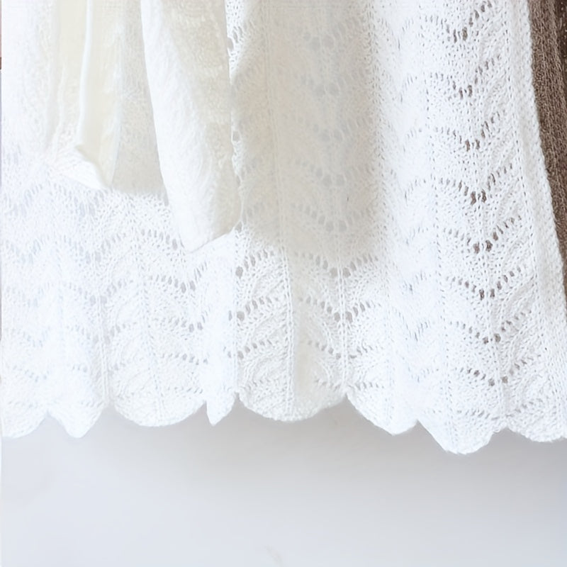 Pure Woolen Sweat Shirt Shawl Solid Hollow Out Shawl Wrap Warm Small Shawl