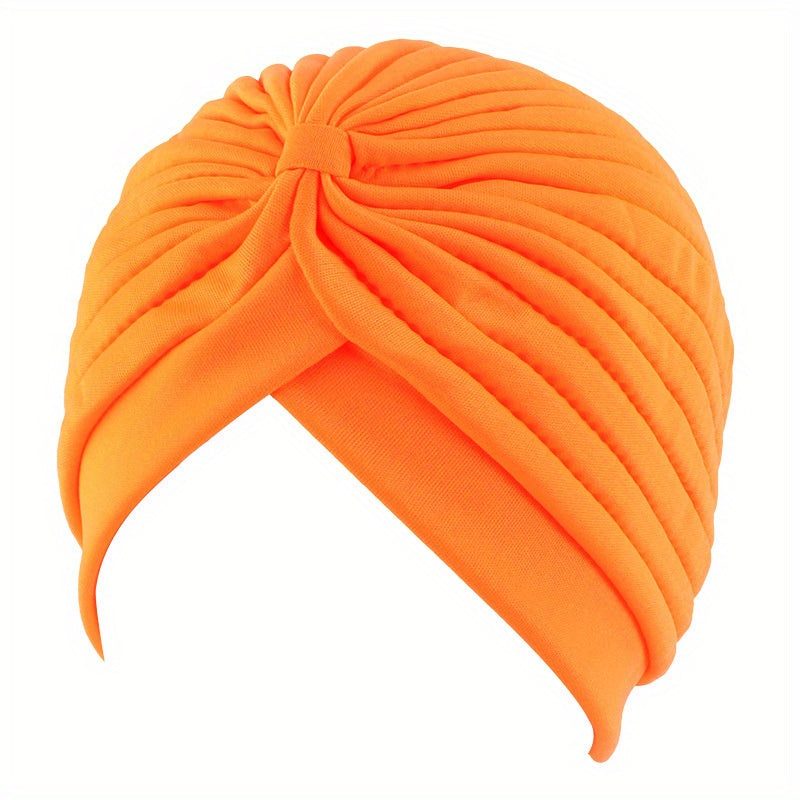 Candy Pleated Turban Cap Head Wrap Elastic Hijab Hat Beanie Chemo Hats