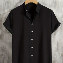 Men's Casual Short Sleeve Stand Collar Shirt