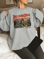 Halloween Town Print Sweatshirt for Women