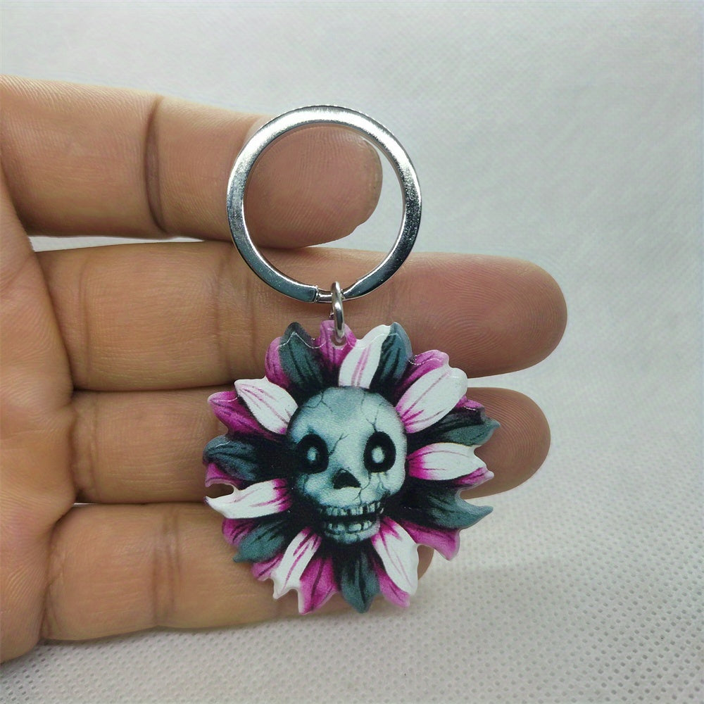 Skeleton Flower Keychain Key Ring for Men Women Handbag Car Key Pendant