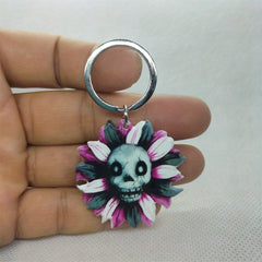 Skeleton Flower Keychain Key Ring for Men Women Handbag Car Key Pendant