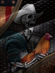 Mex Rooster Skeleton Print Men's Round Neck Sweatshirt Autumn Winter