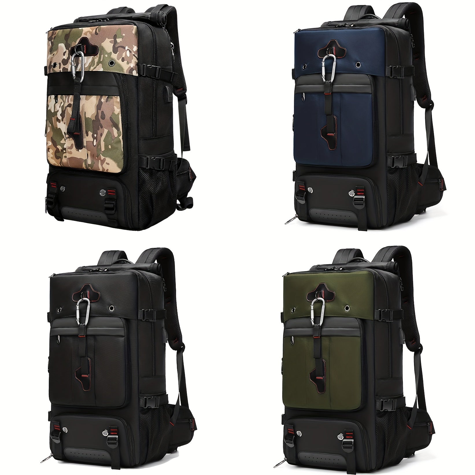 Men's Travel Bag Backpack USB Charging Port Large Capacity Waterproof Outdoor