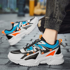 Men's Orange Breathable Lace Up Sneakers