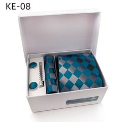 Men's Tie, Pocket Square, Cufflinks, Tie Clip Set