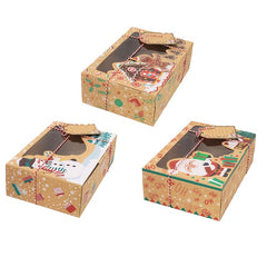 3pcs Christmas Print Packing Box Christmas Cookie Boxes For Gift Giving