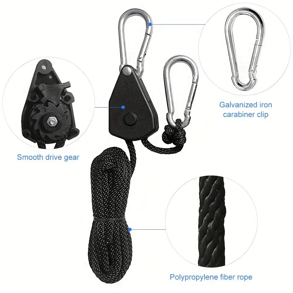 2pcs Tent Elastic Rope with Adjustable Pulley for Lifting and Tightening