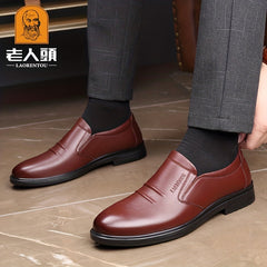 Men's Breathable Leather Dress Shoes Slip On Formal Shoes