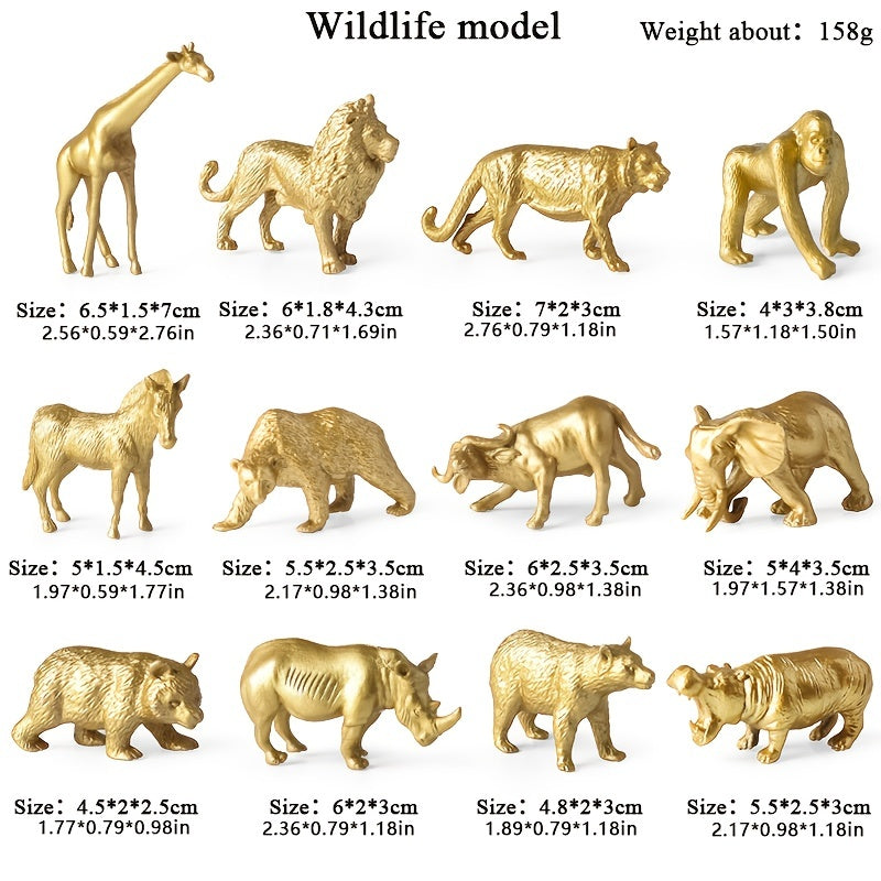 12pcs Mini Wildlife Animal Figures Set PVC Jungle Safari Playset