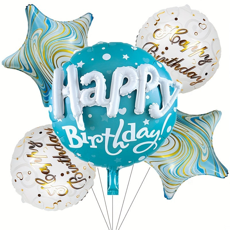 5pcs Happy Birthday Foil Balloons Set for Outdoor Party