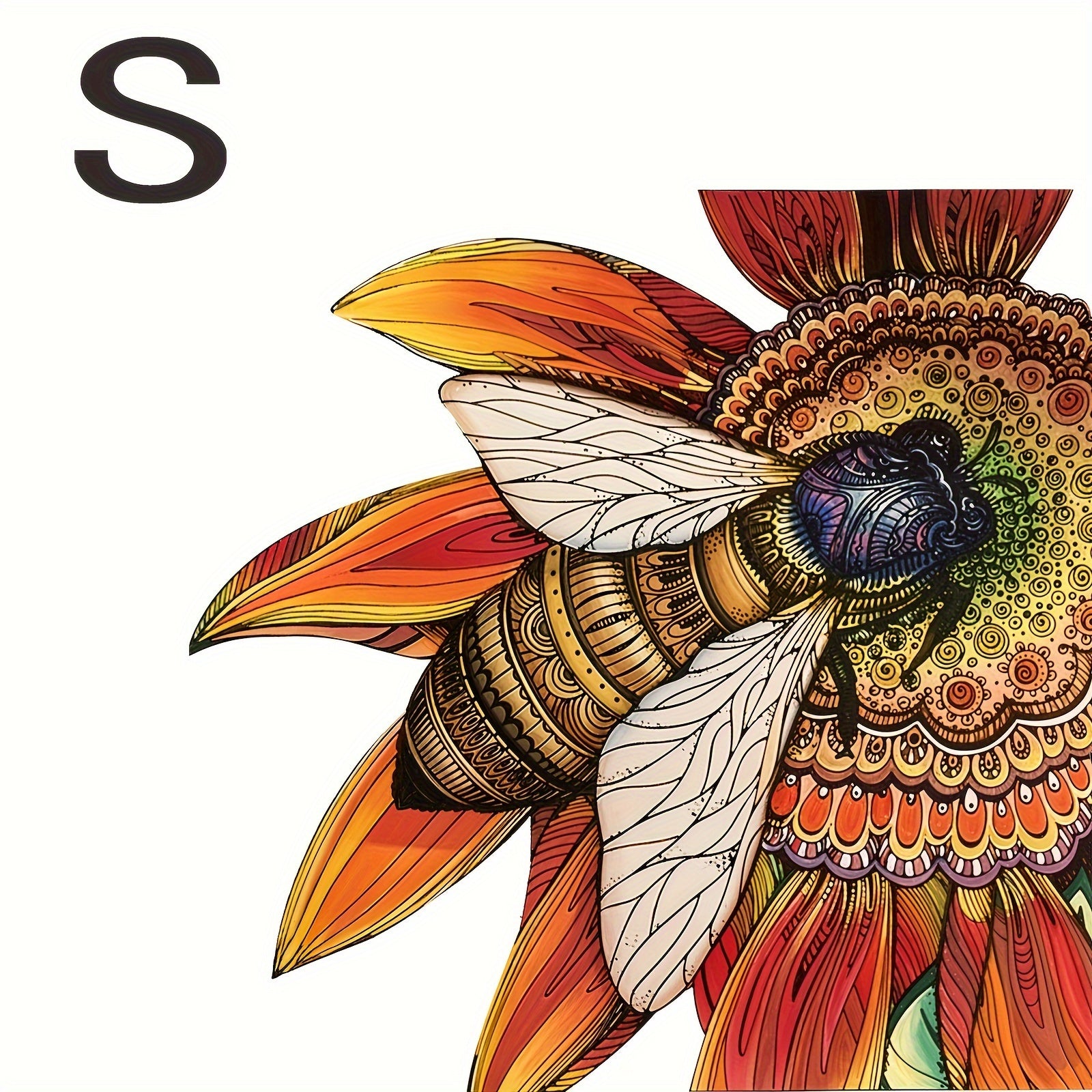 Sunflower & Bee Wooden Puzzle - Handcrafted Unique Irregular Animal Shape