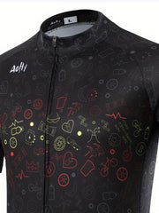 Quick Dry Men's Cycling Jersey Doodle Graphic