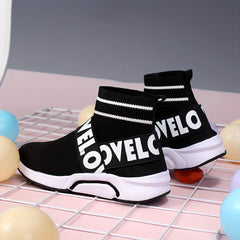 Boy's Slip On Sock Shoes Breathable Woven Knit Sneakers For Outdoor Walking