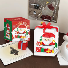Christmas Building Blocks with Display Case Santa, Gingerbread House, Snowman