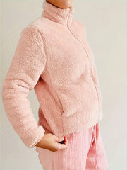 Soft Fleece Sports Jacket Mock Neck Warm Coat Women's Activewear