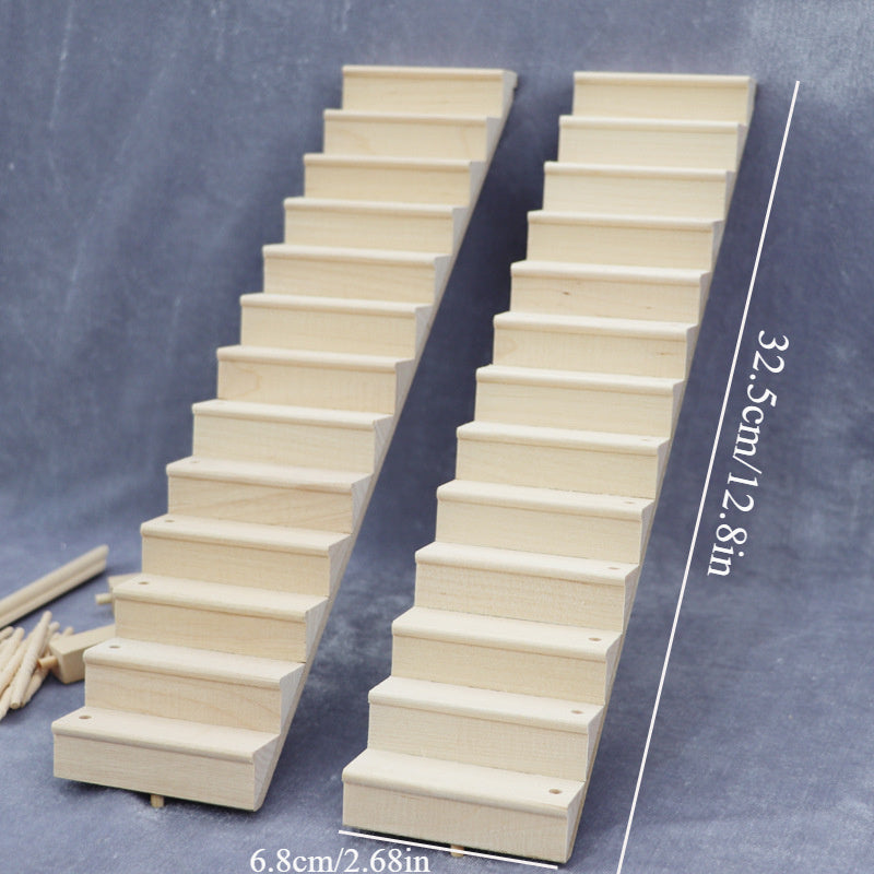 1:12 Dollhouse Mini Furniture Blank Staircase DIY Large Handrail Accessories
