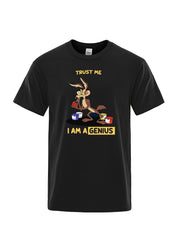 Cartoon Rabbit&Letter Print Men's Graphic Crew Neck T-shirt