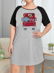 Elephant & Car Print Raglan Sleeve Nightdress