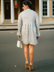 Button-Up Faux Pearl Knit Cardigan