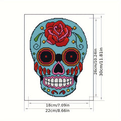 Skull Stamped Cross Stitch 14CT Print Canvas Embroidery