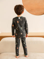 Boys 2pcs Robot Printed Lounge Wear Pajama Set