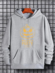 Men's Pumpkin Graphic Hoodie Halloween Style Drawstring Hooded Sweatshirt