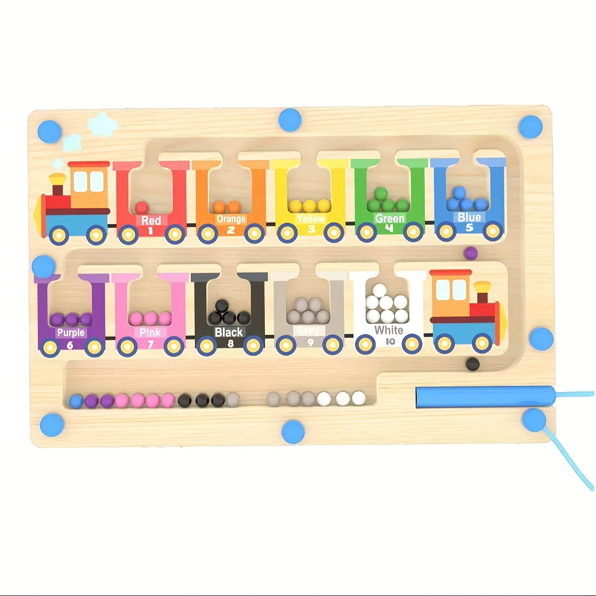 Wooden Magnetic Number Maze Train Toy