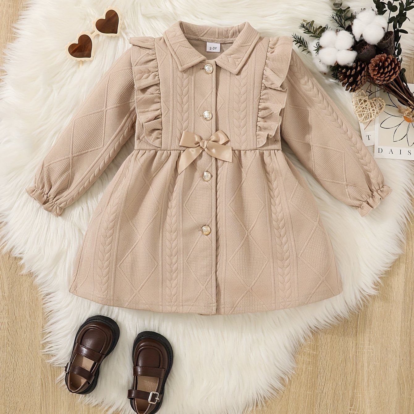 Baby Girls Bow Dress Coat - Stay Warm & Stylish this Winter
