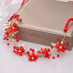 Faux Pearl Flower Leaf Headband Hairband Tiara for Bridal Wedding