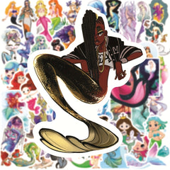 50Pcs Little Mermaid Doodle Stickers for DIY Decor Waterproof Stickers