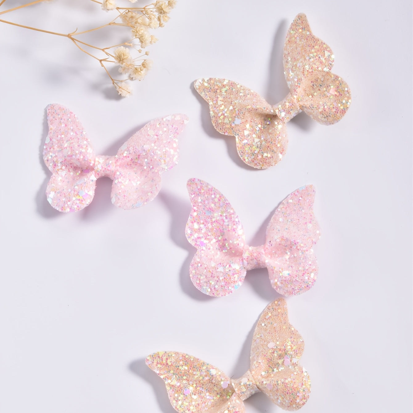 4pcs Girls Butterfly Hair Clip Set Glitter Sequin Side Clip Headwear Gift
