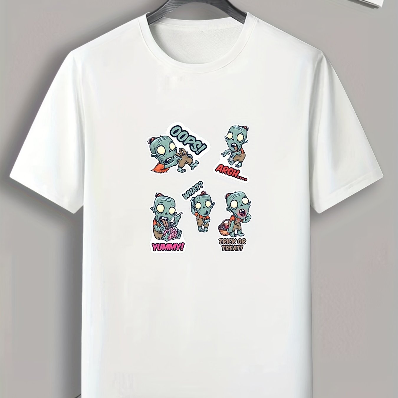 Men's Cartoon Zombie Print T-shirt for Halloween